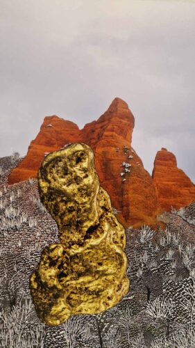 Raphaëlle Peria, Les pépites, Raspado en fotomontaje, 2026. ©Raphaëlle Peria